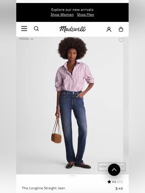Madewell The Longline Straight Jean SZ 28